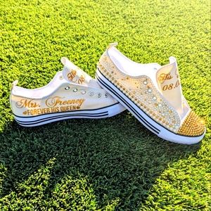 NEW Pearl Hand Embellished Wedding/Anniversary CONVERSE - WHITE ONLY